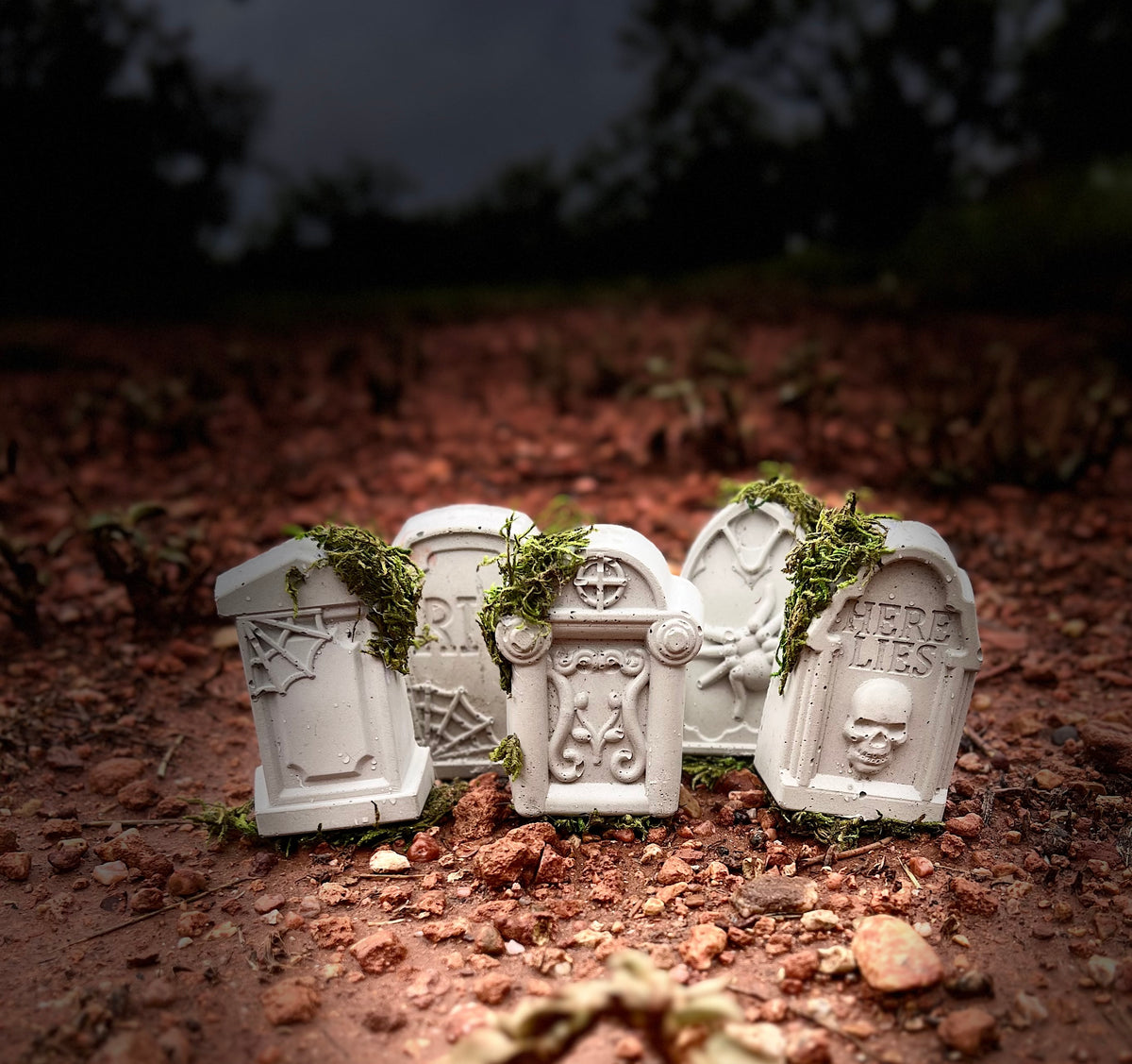 Concrete Tombstone Plant Stakes - Set of 6