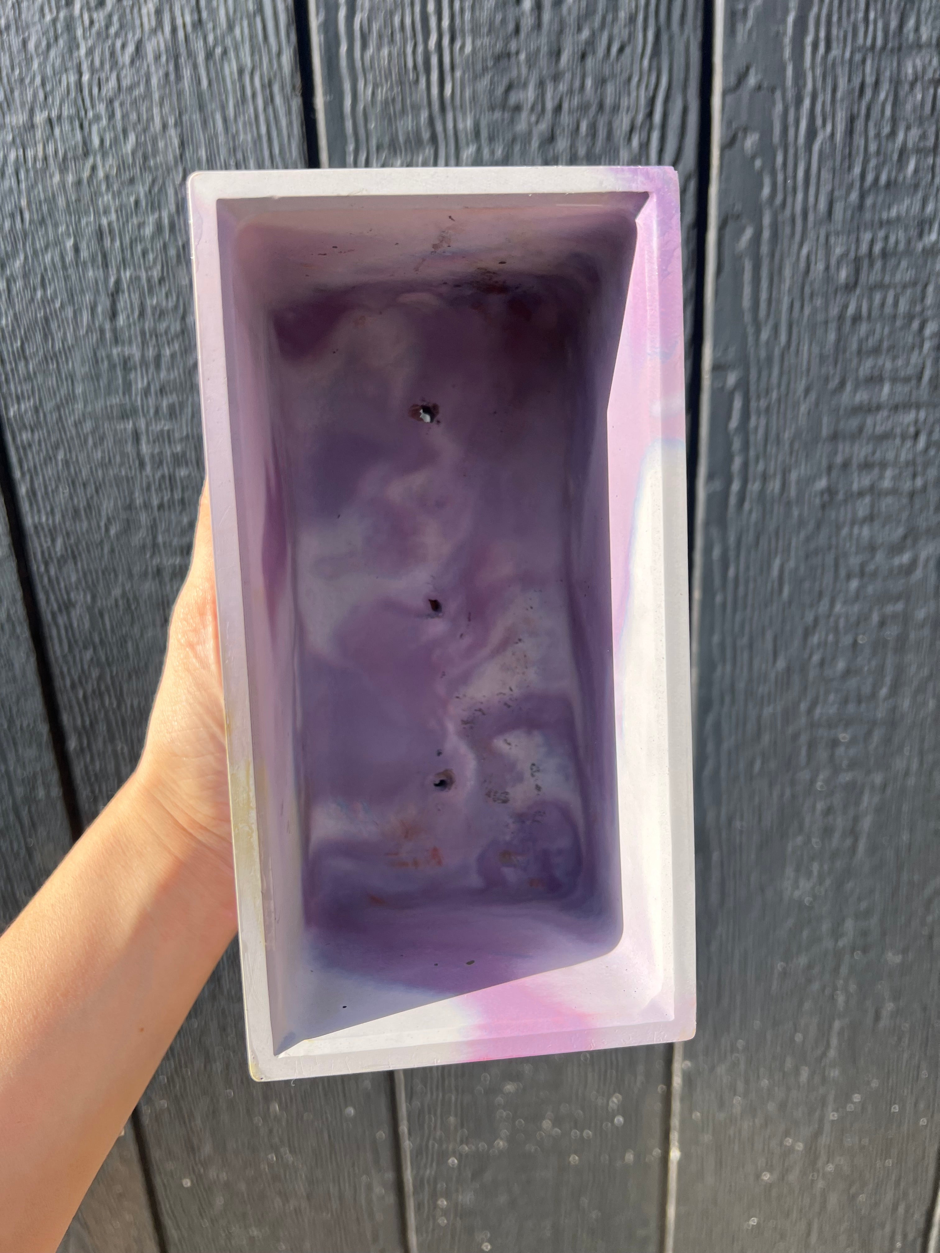 7” Blurple Concrete Rectangle Planter