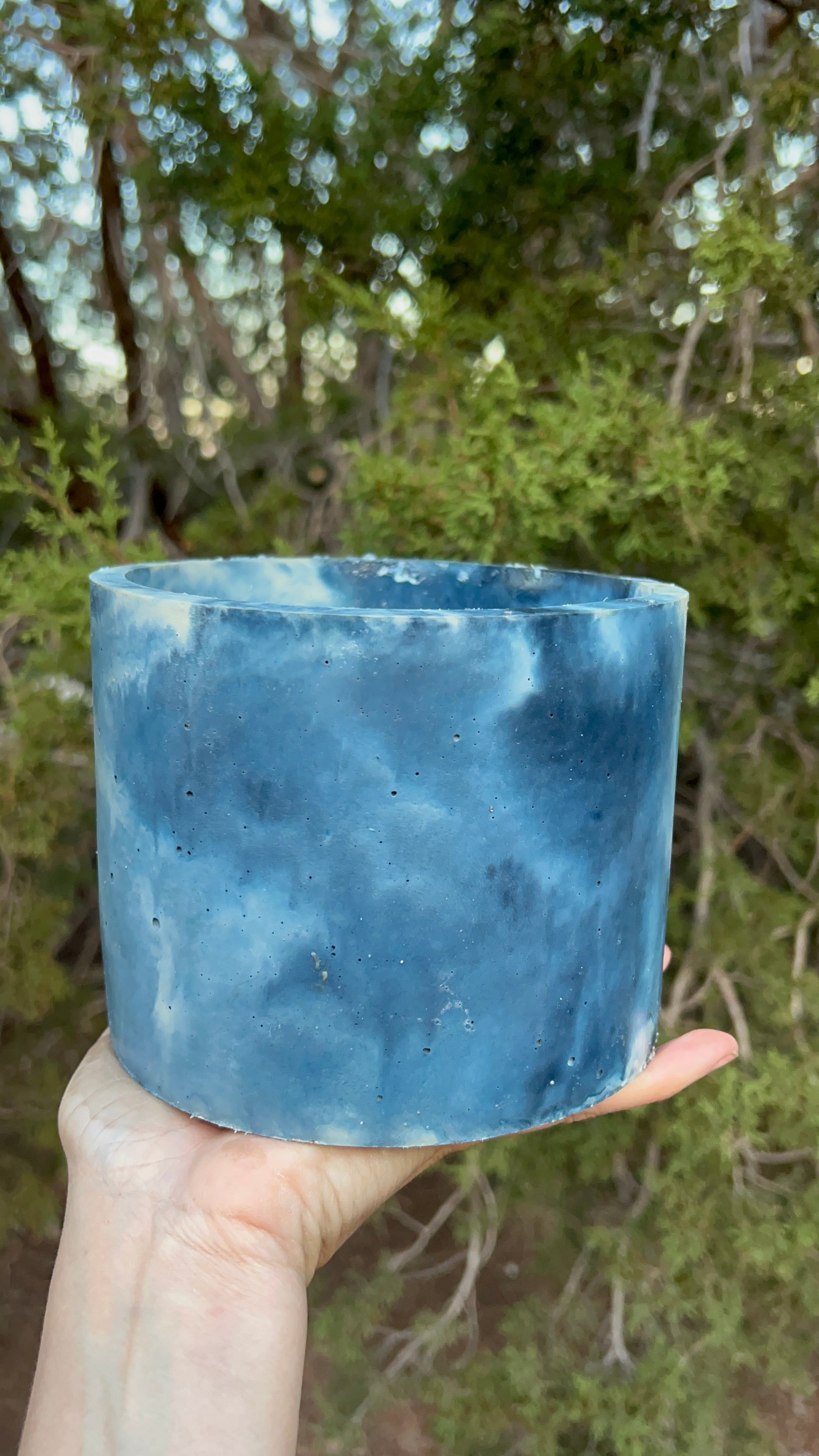 5” Ocean Wave Circular Concrete Planter