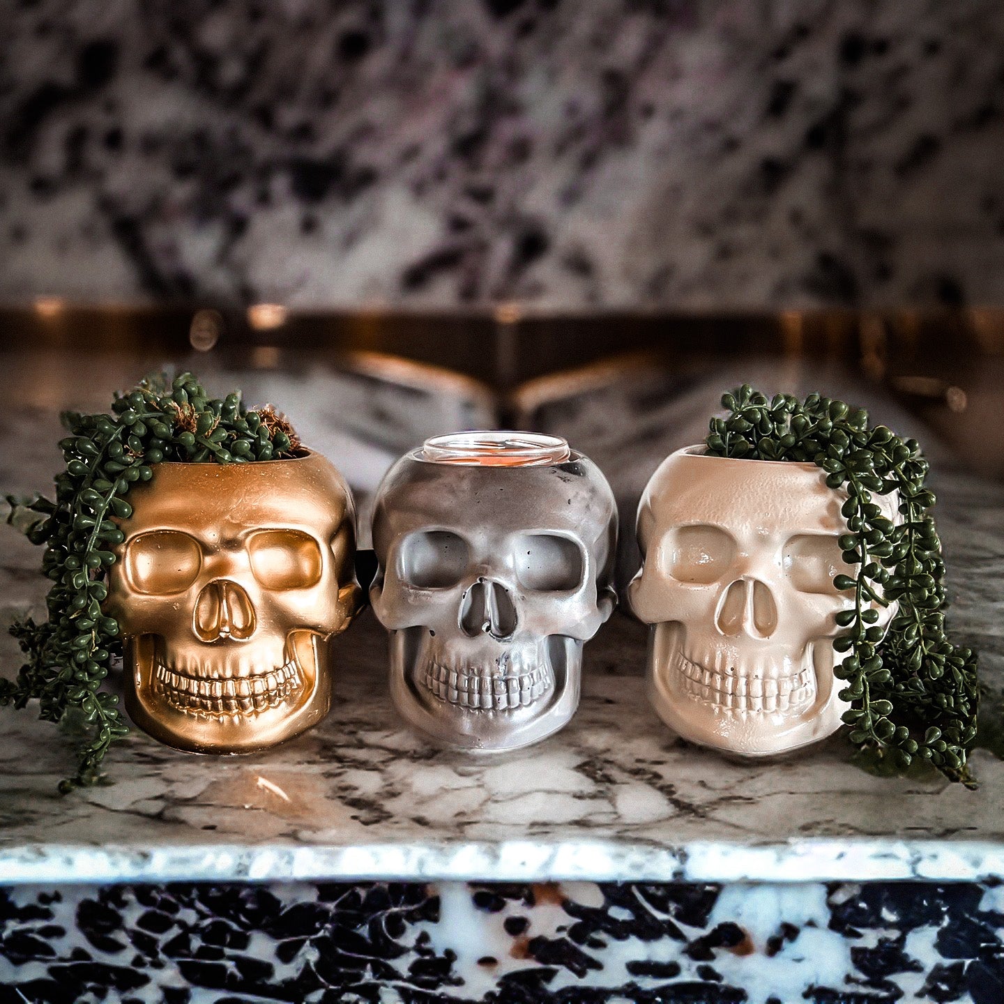 Large Skull Concrete Planter