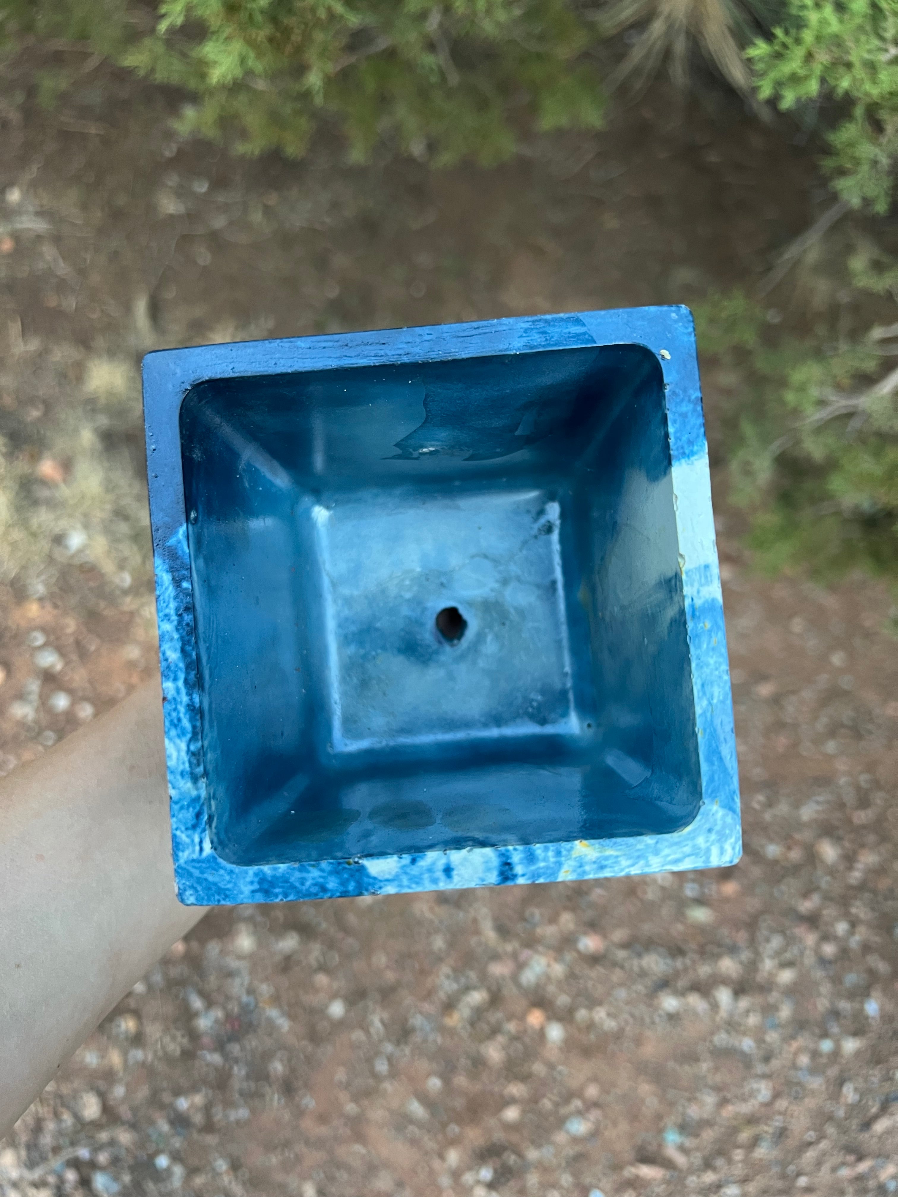 4” Ocean Wave Square Concrete Planter