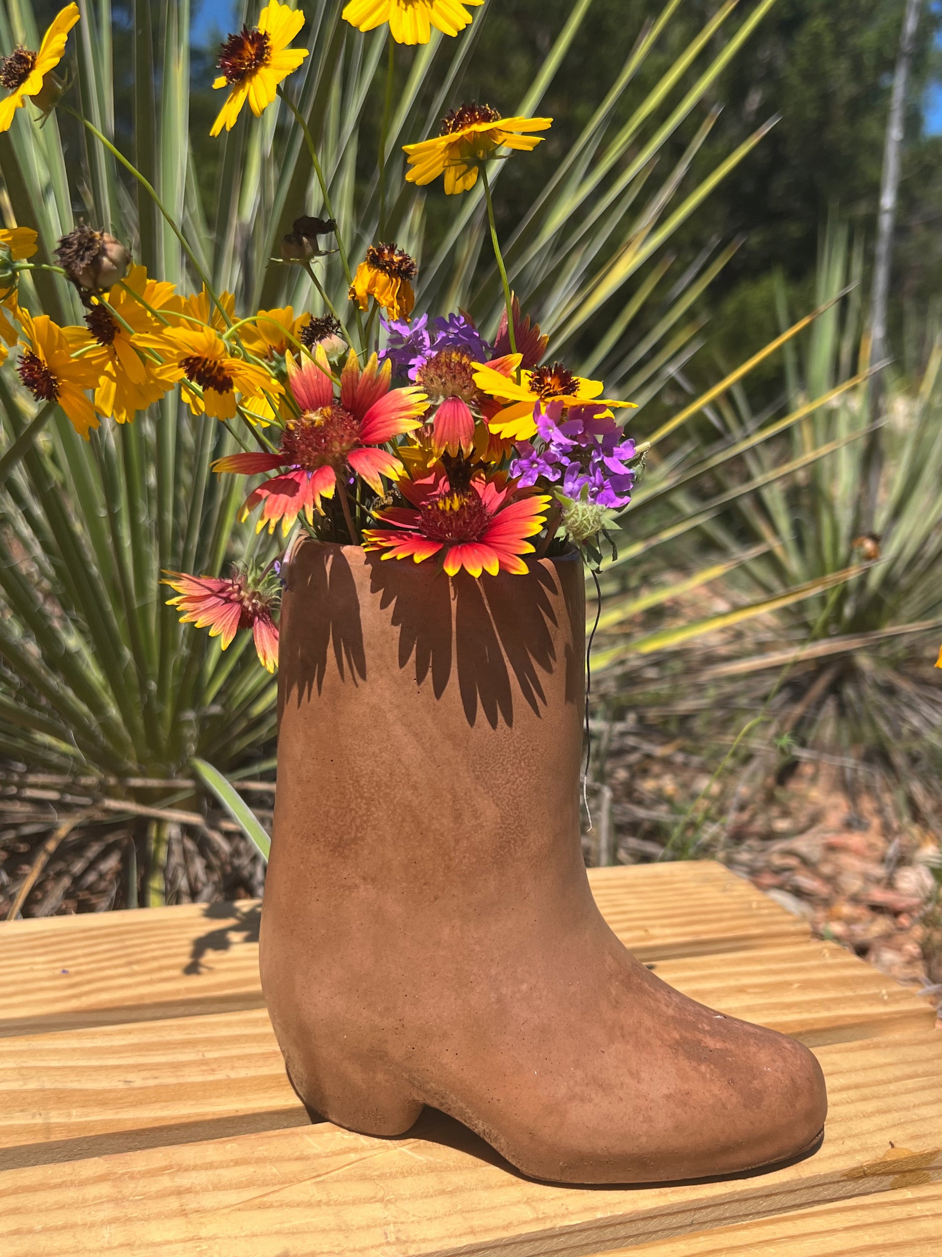 cowboy boot plant pot Concrete Cowboy Boot Vase/Planter – Resting Plant Face