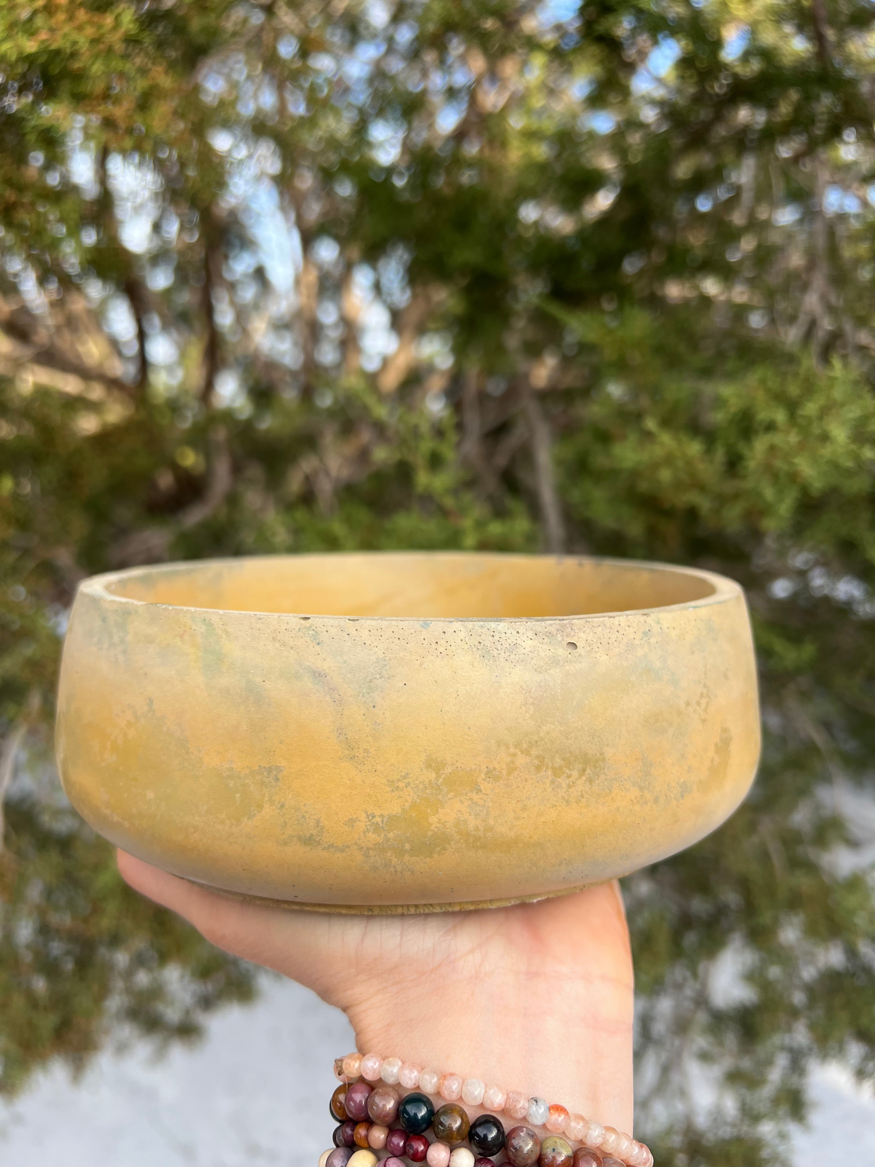 7” Washed Ochre Concrete Bowl