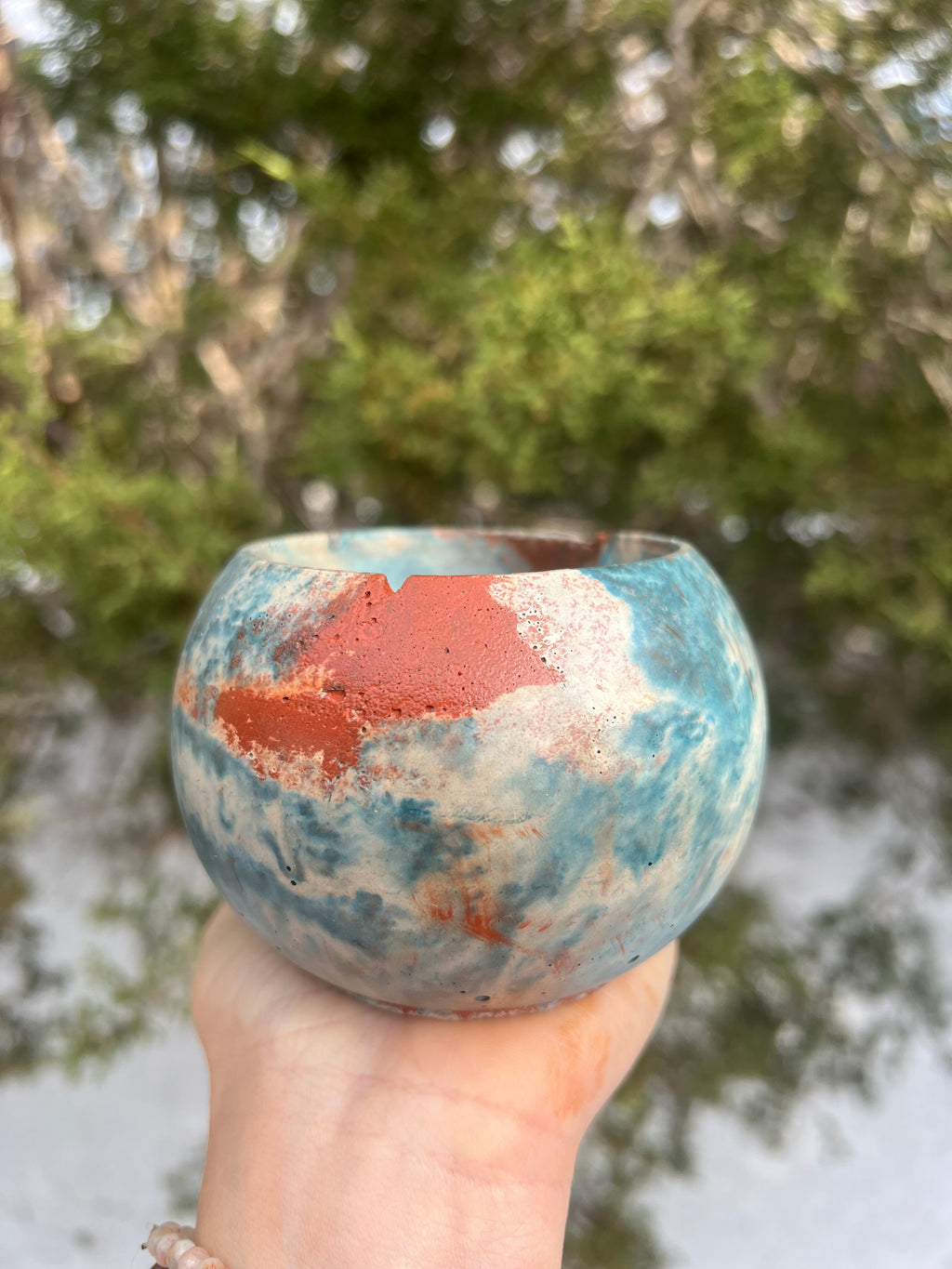 3” Teal Fire Concrete Planters