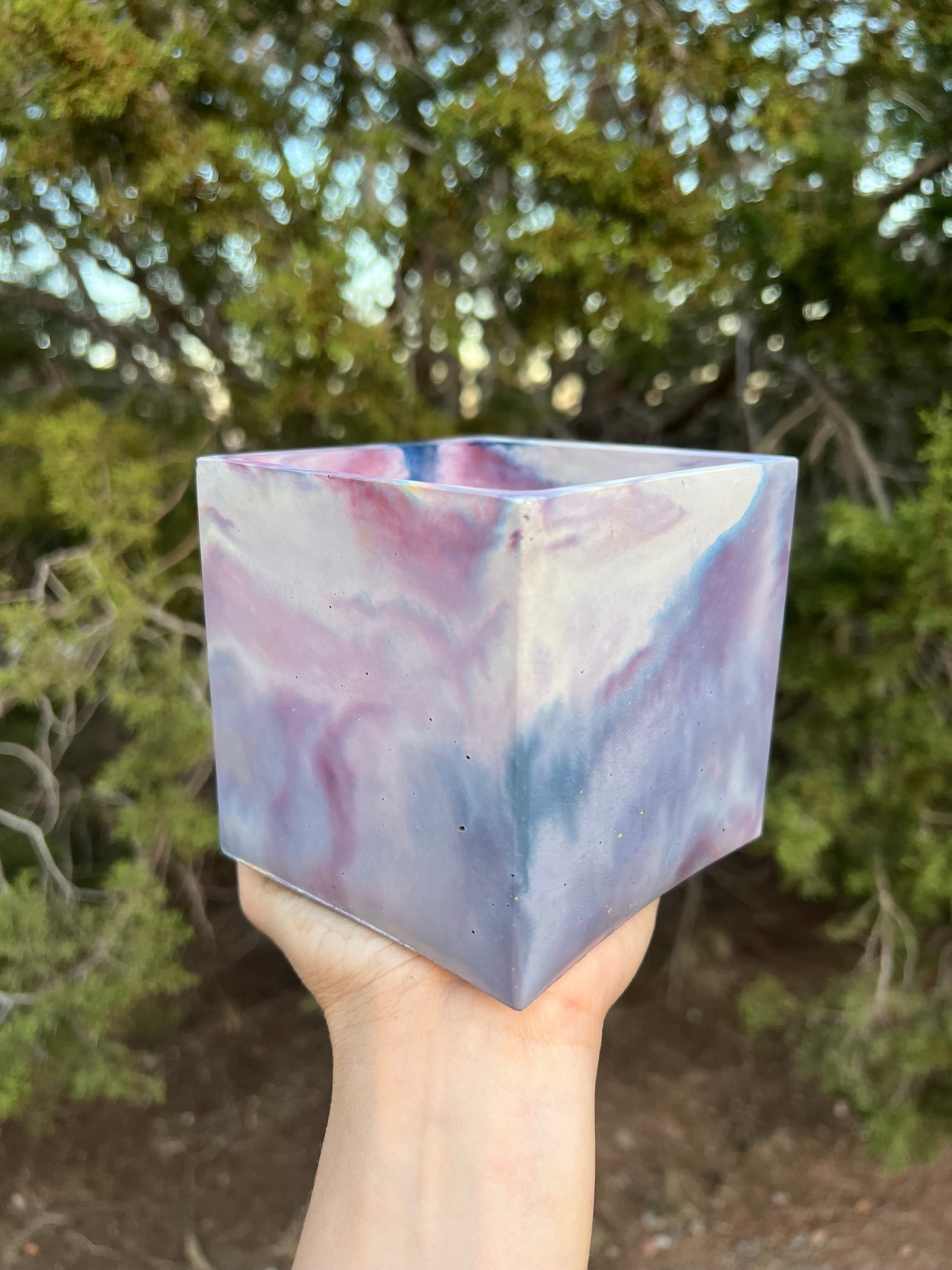 4” Blurple Square Concrete Planter