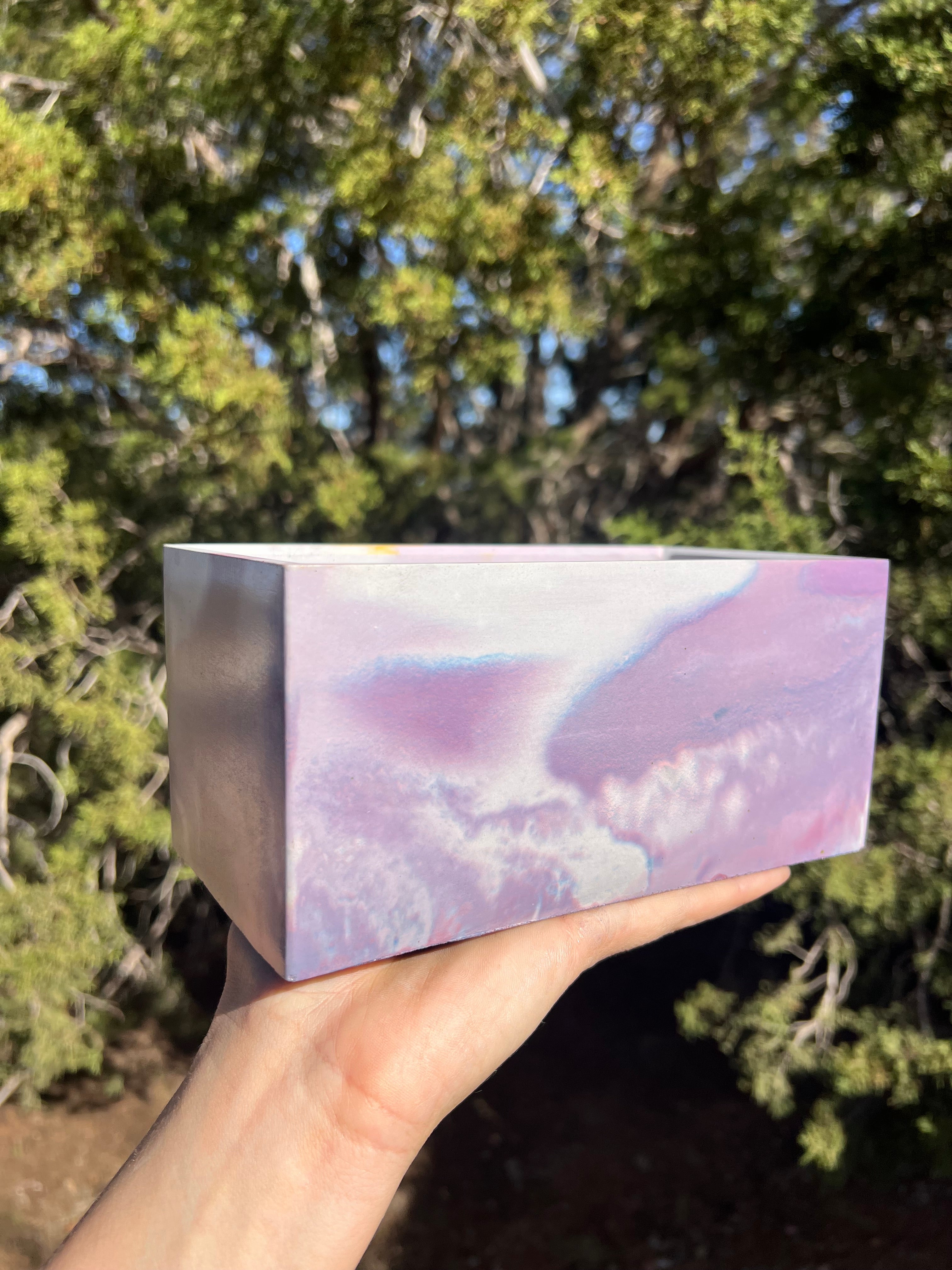 7” Blurple Concrete Rectangle Planter