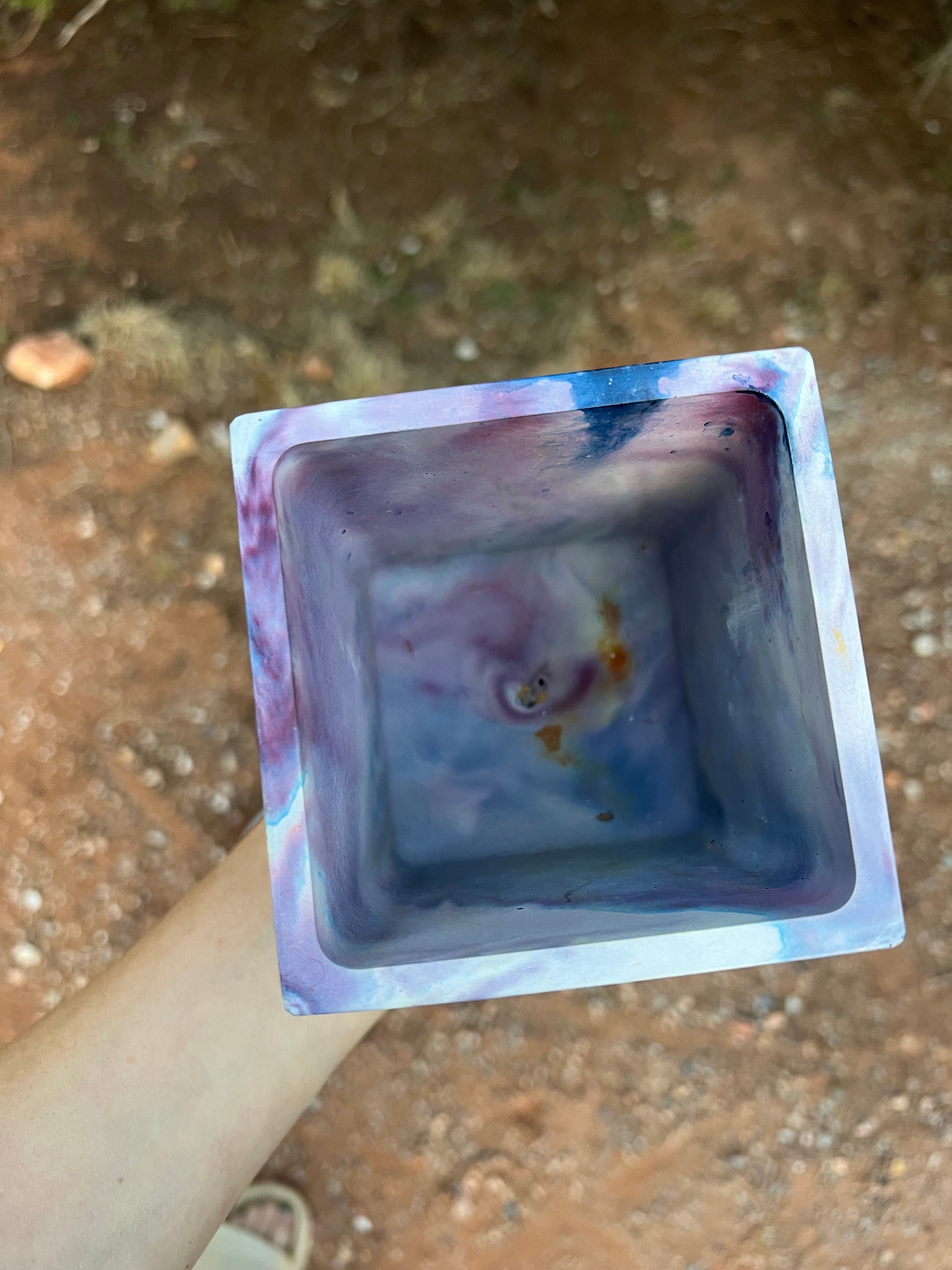 4” Blurple Square Concrete Planter