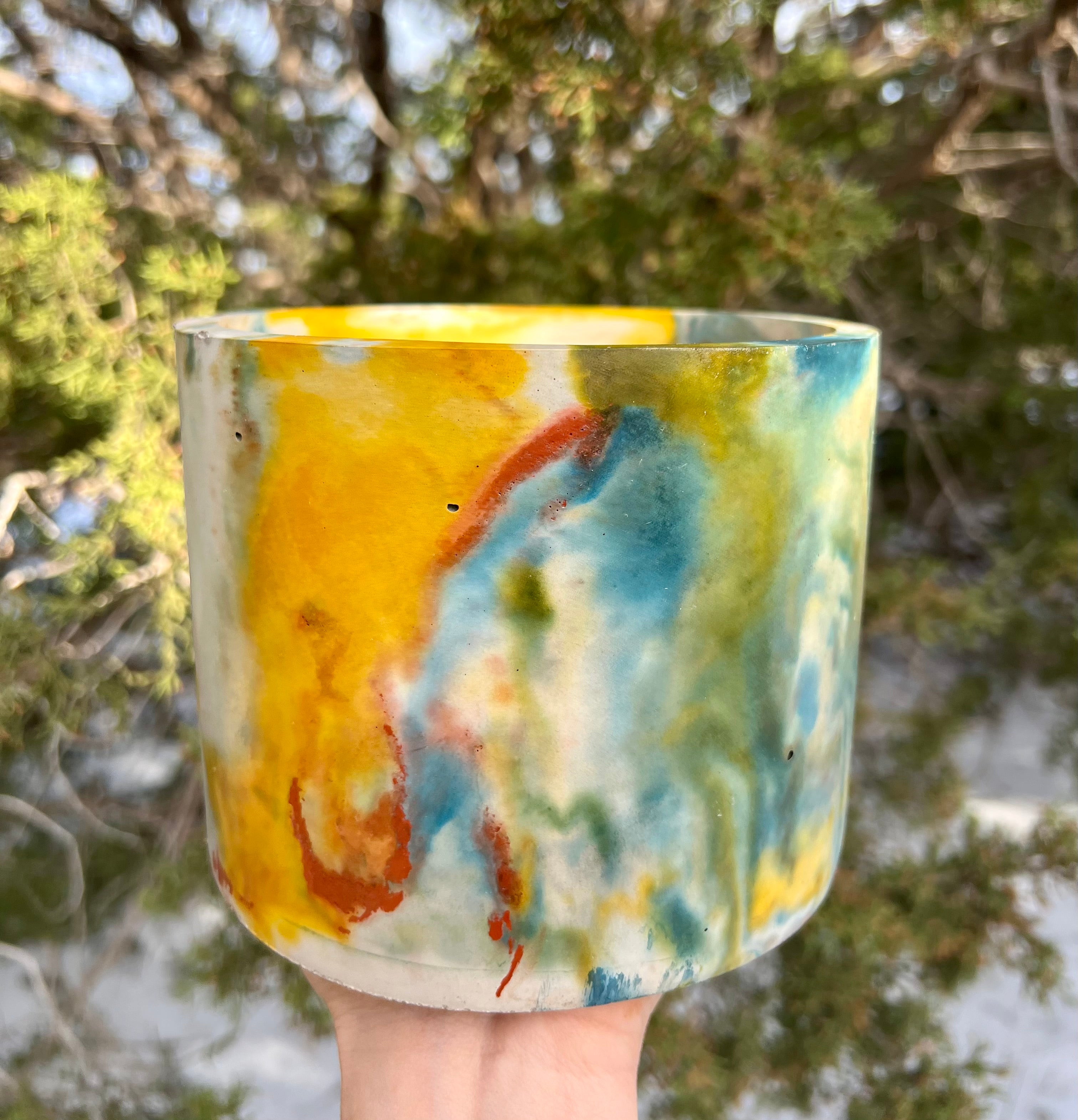 5” Solar Melt Circular Concrete Planter