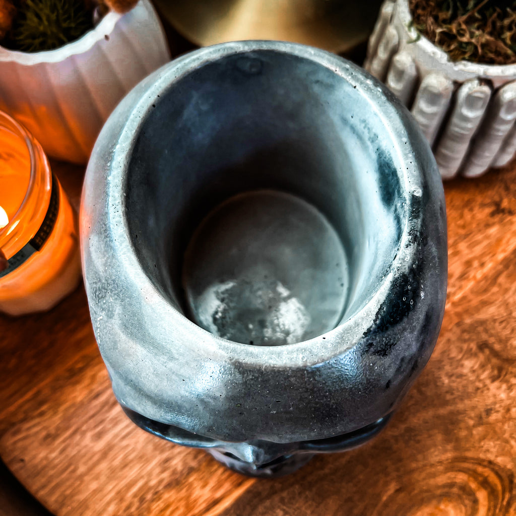Large Skull Concrete Planter