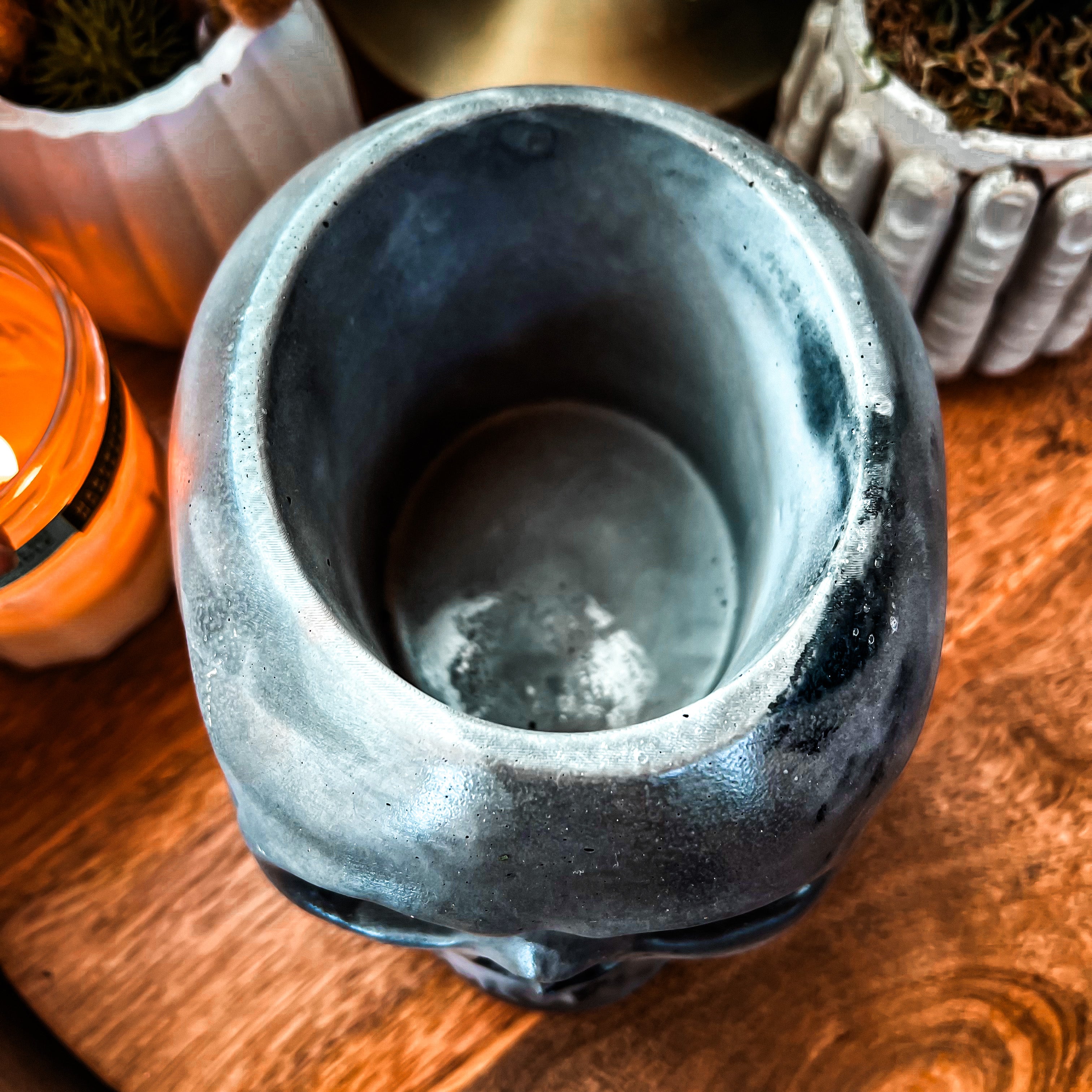 Large Skull Concrete Planter