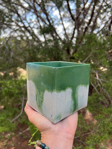 4” Green Drip Concrete Planter
