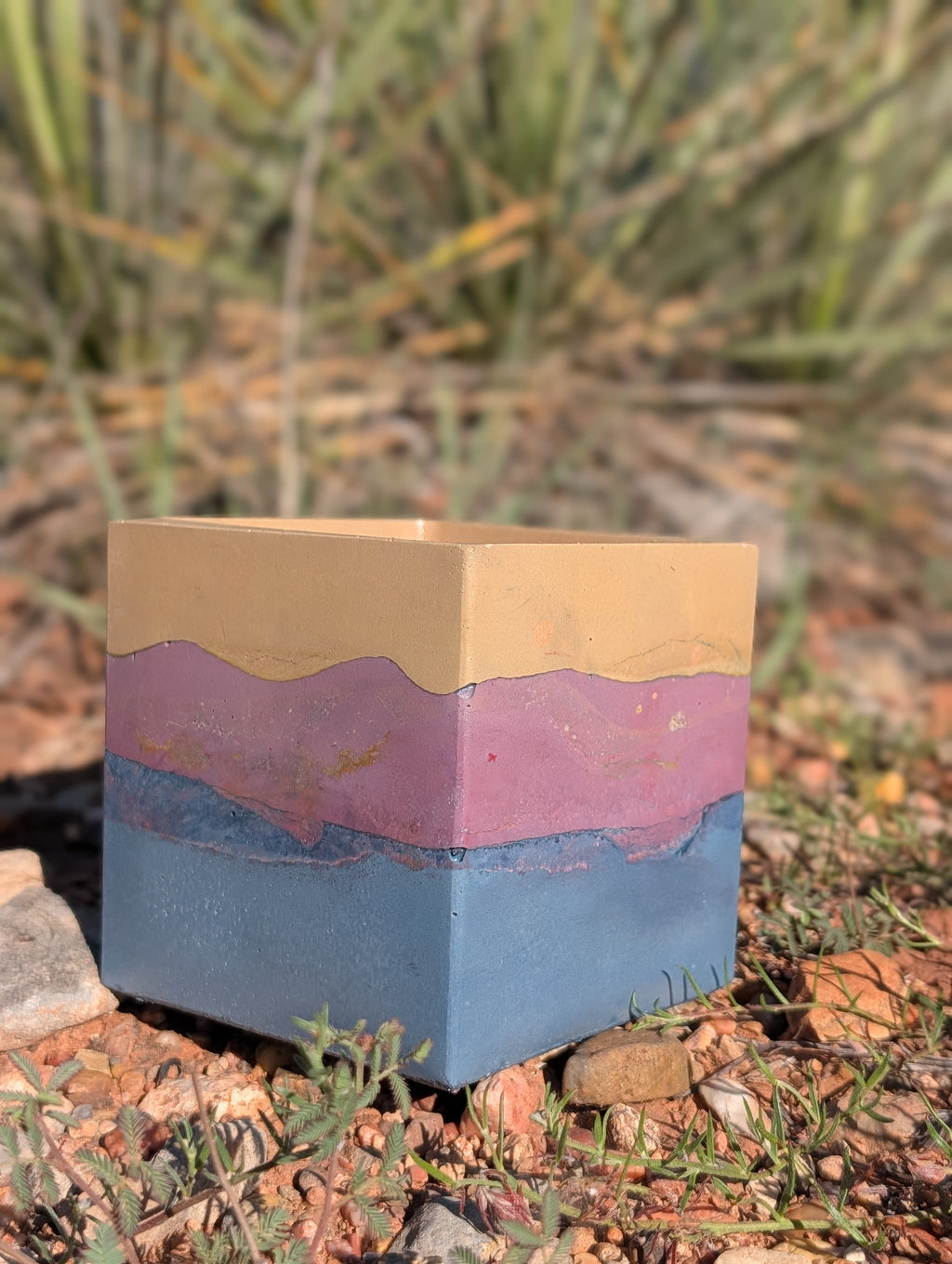 4” Purple Sands Square Concrete Planter