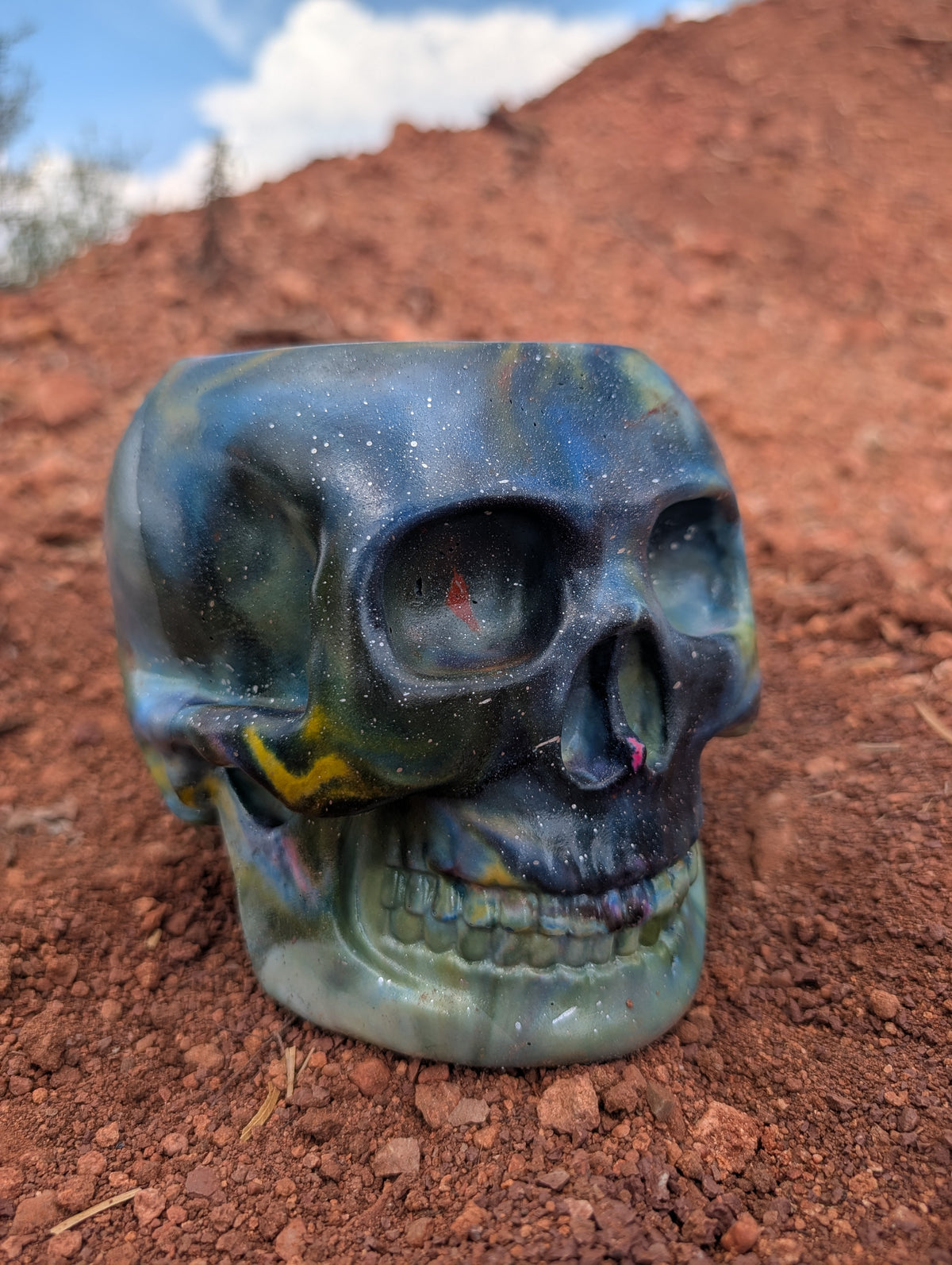 5.5" Galaxy Large Skull Concrete Planter