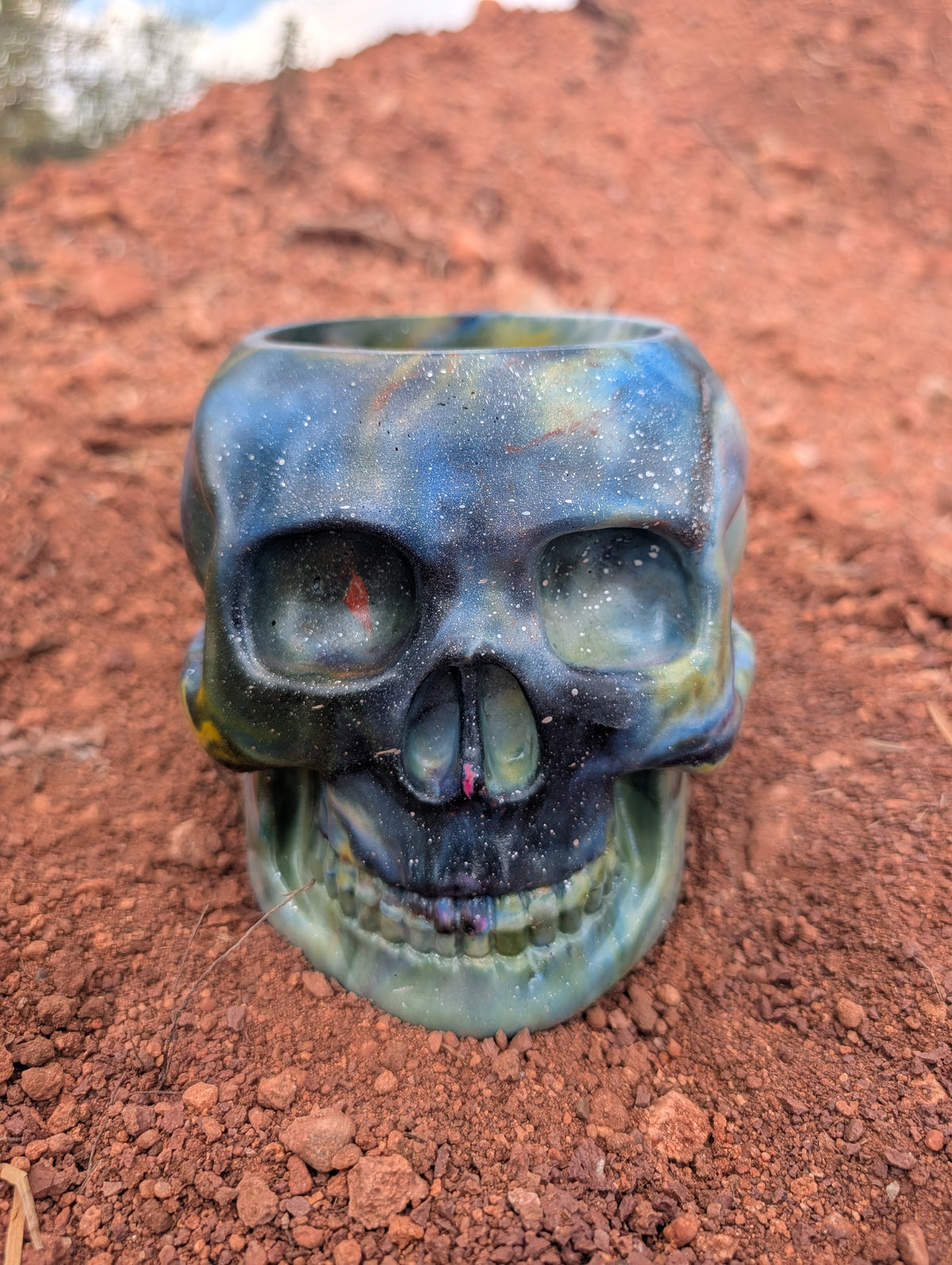 5.5" Galaxy Large Skull Concrete Planter