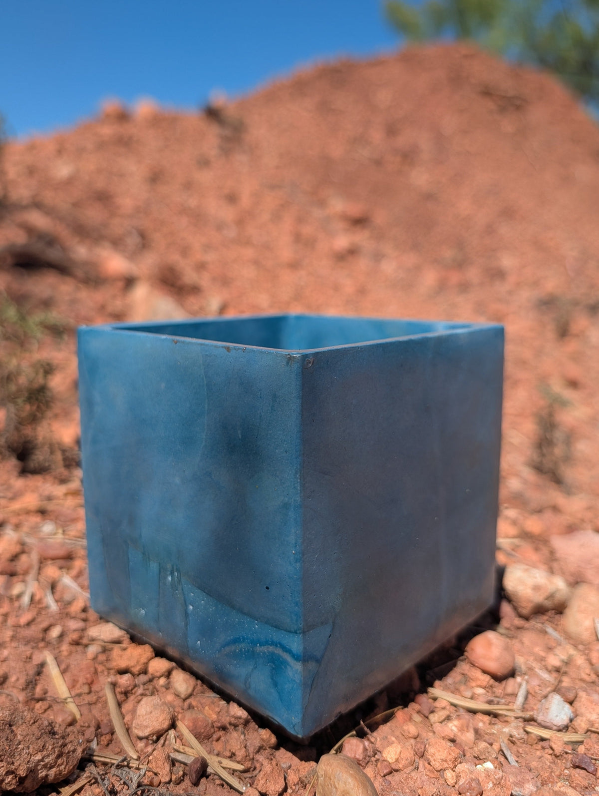 4” Teal Square Concrete Planter