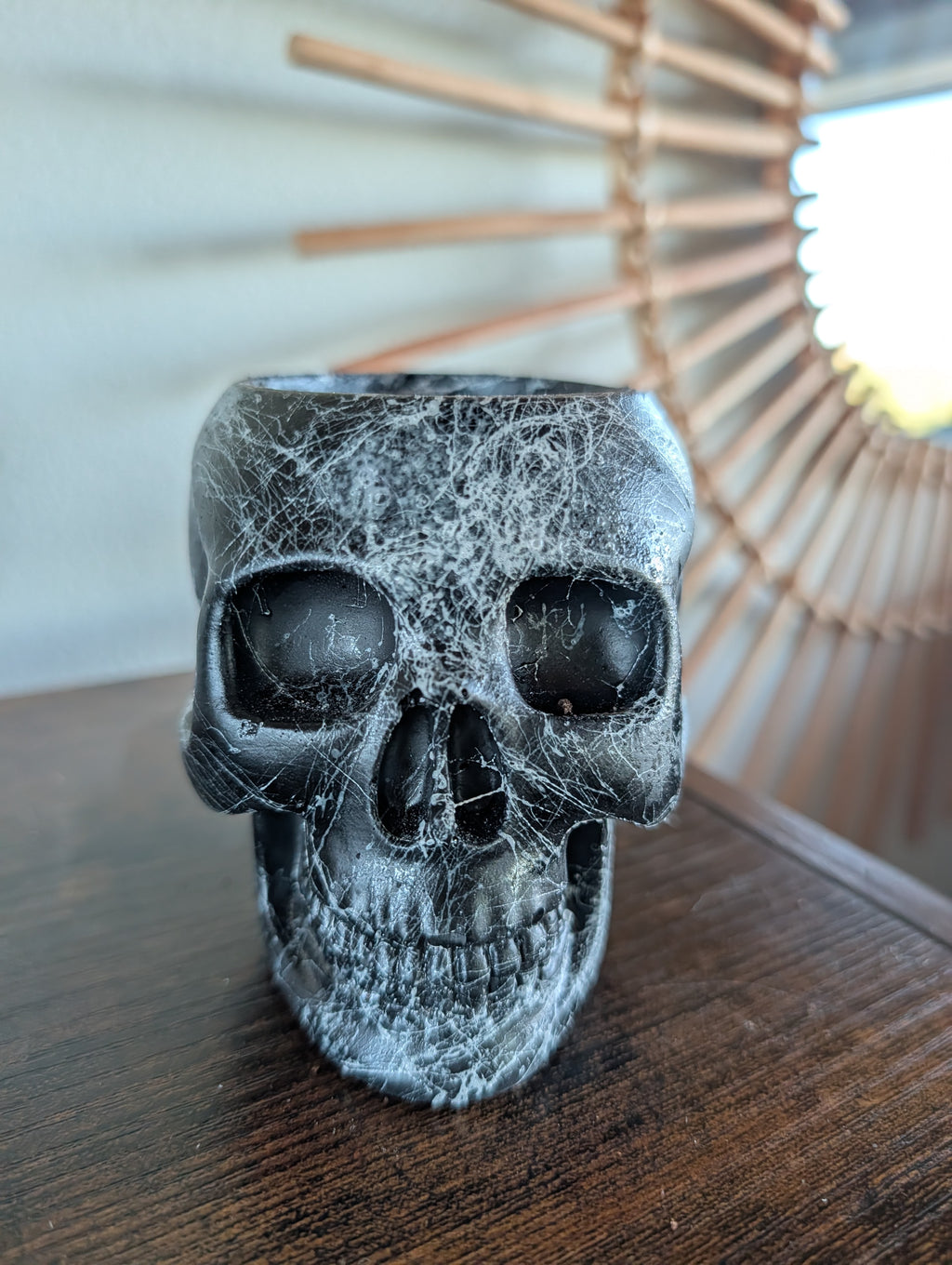 3.5" Spiderweb Concrete Skull Planter