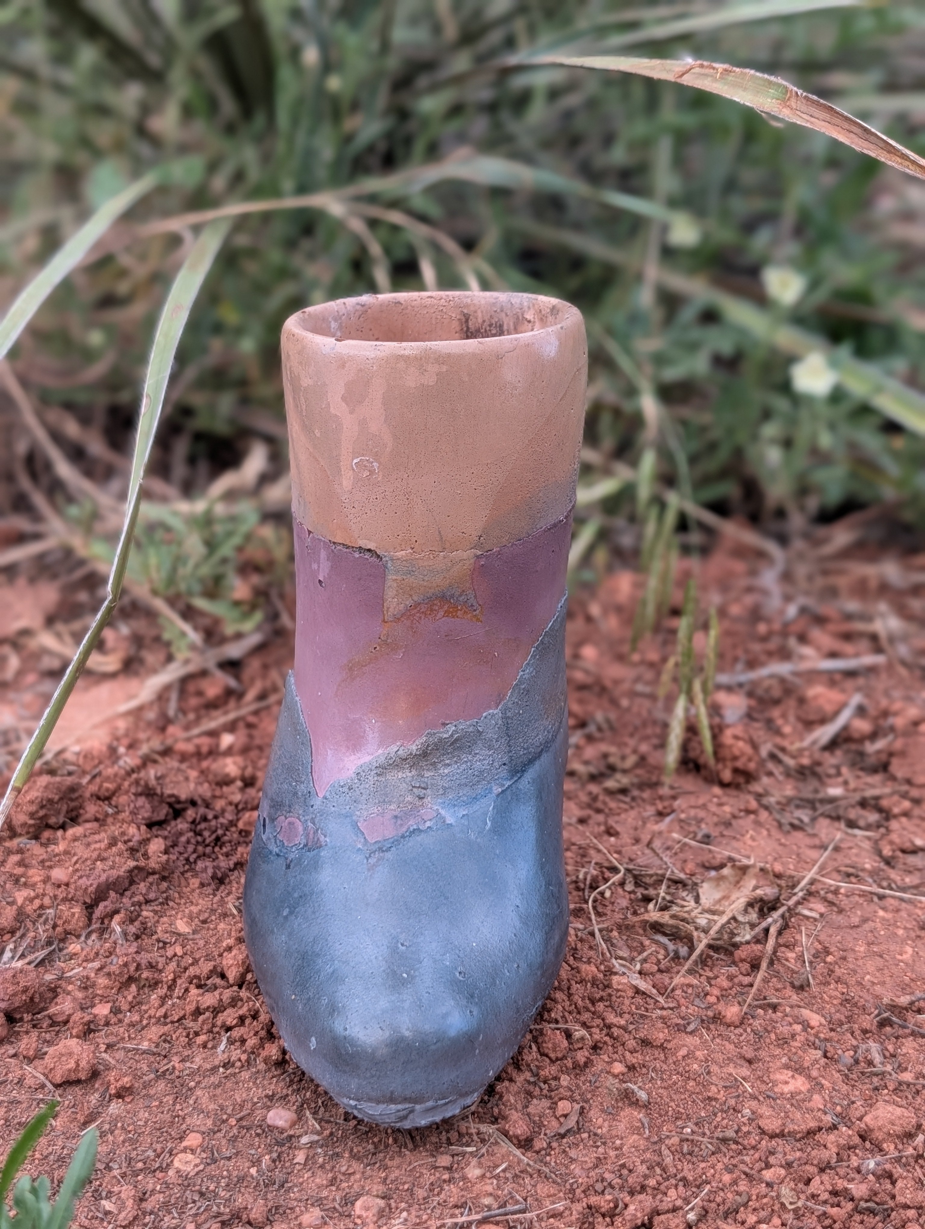 5.5” Groovy Blue Concrete Cowboy Boot Vase