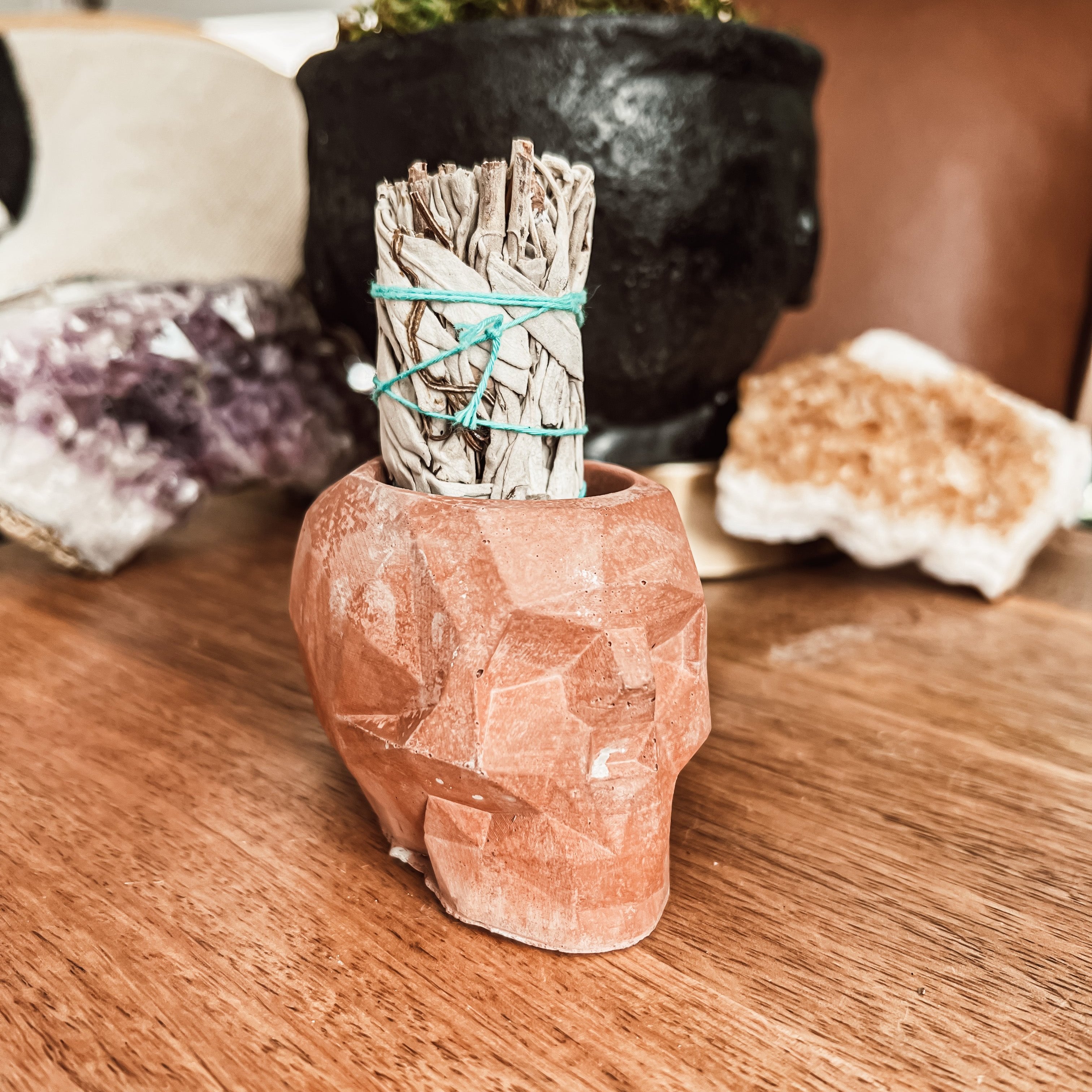 Geometric Concrete Skull Planter