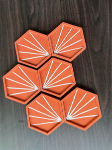 Sun Ray Hexagon Concrete Coasters