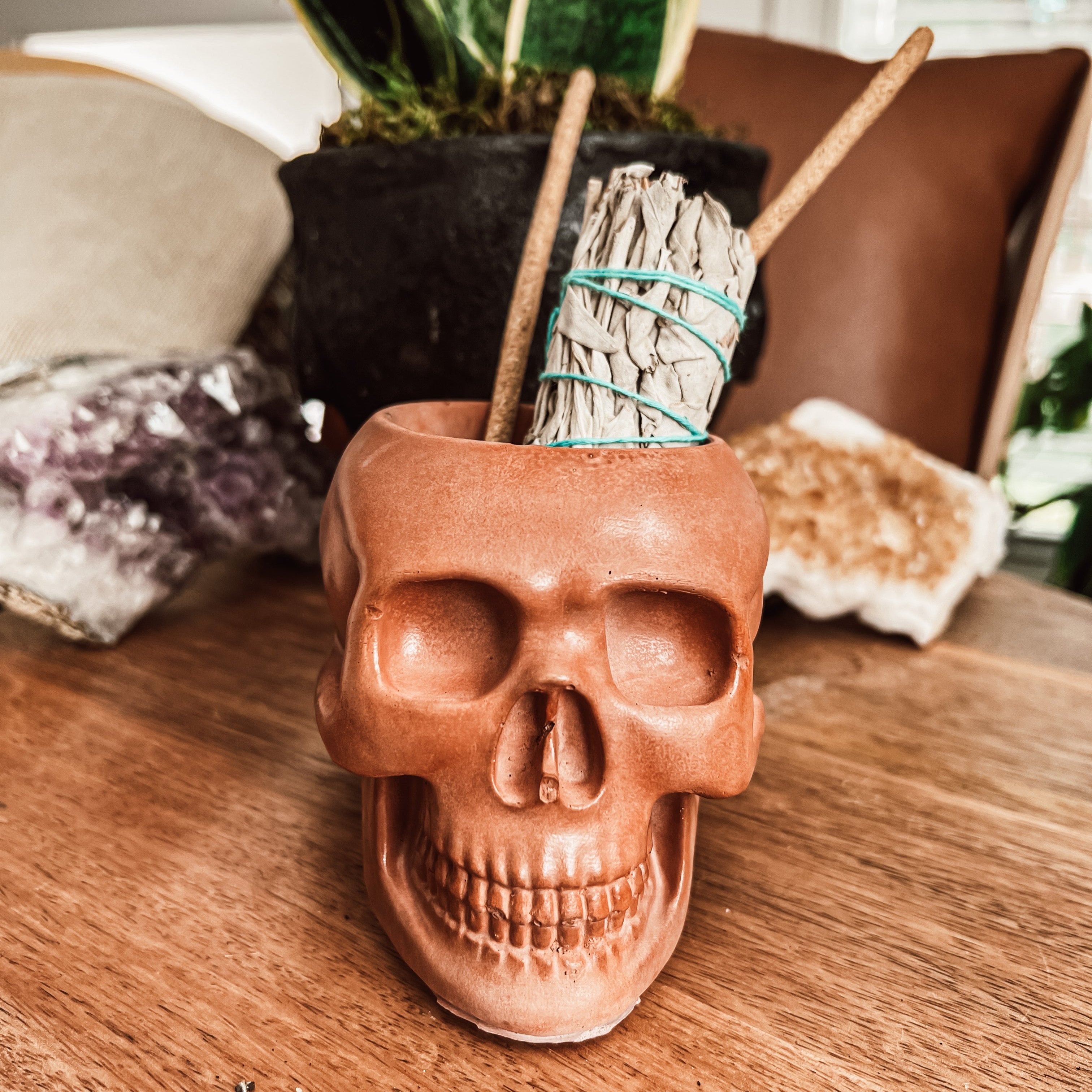 4" Concrete Skull Planter