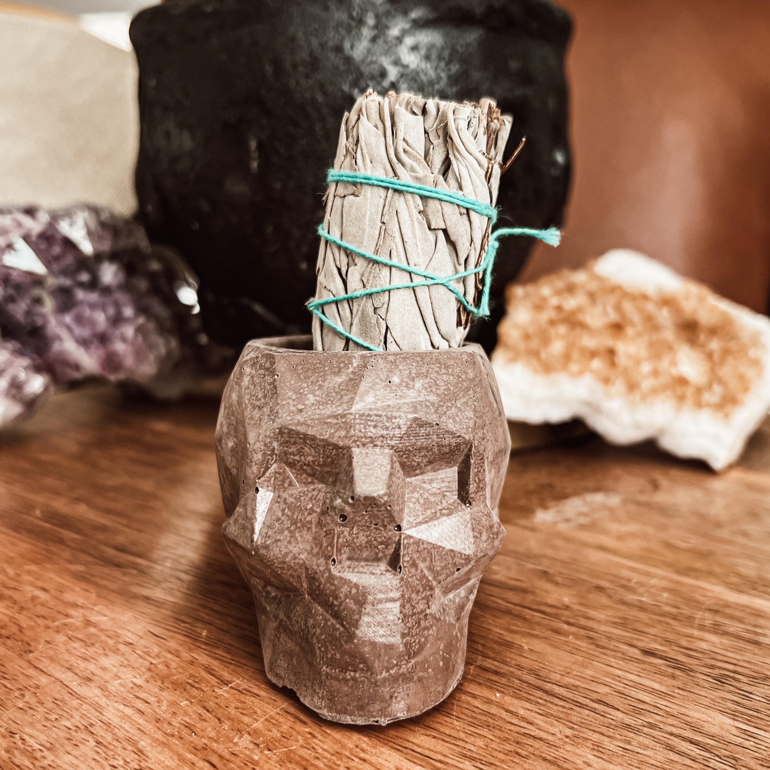 Geometric Concrete Skull Planter