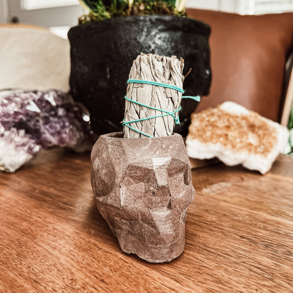 Geometric Concrete Skull Planter