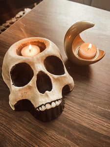 Skull Head Cement Planter / Candle Holder