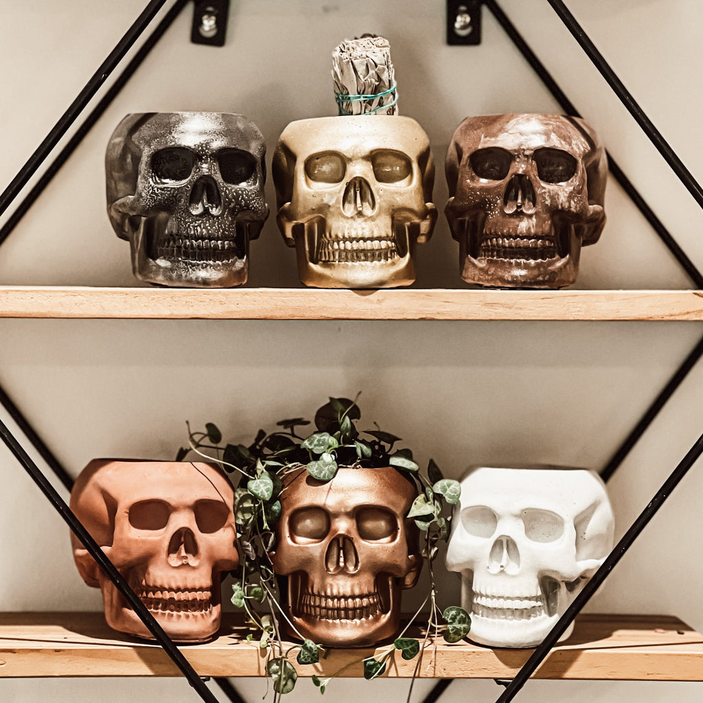 4" Concrete Skull Planter