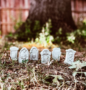 Concrete Tombstone Plant Markers - Set of 6