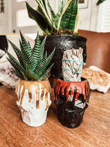 Drippy Skull Cement Planter